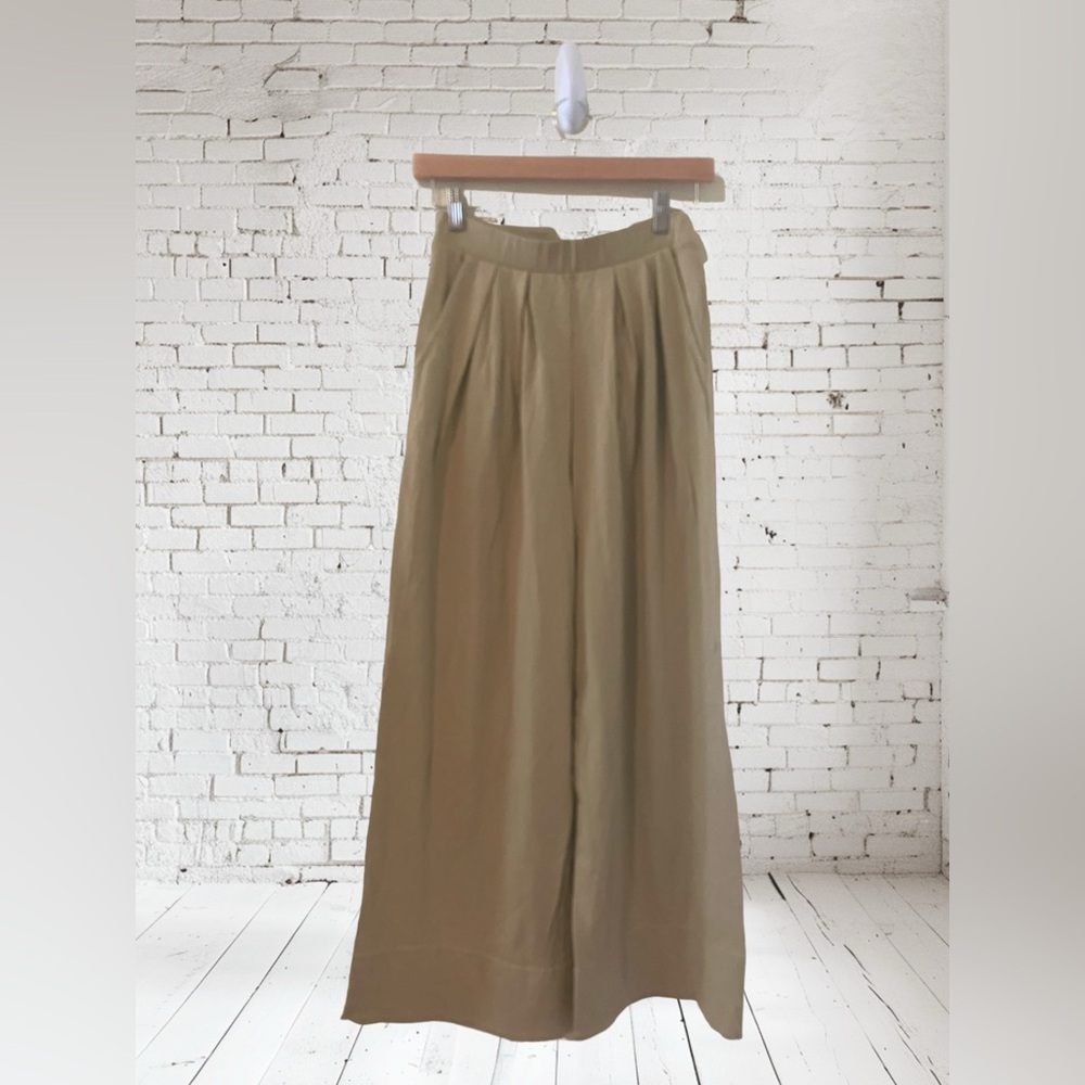 Free People Beach Wide Leg Elastic Waist Cotton Pants Size S Green NWOT